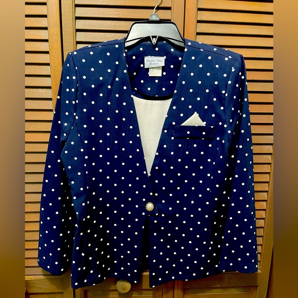 Stuart Alan Petites Size 12 Navy/white polka dot jacket